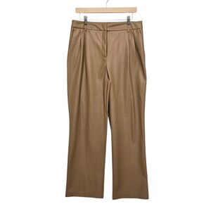House of Harlow 1960 Faux Leather Wide Leg Pleated Pants Tan Size 12